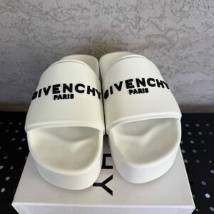 Givenchy Platform Pool Slide‎ Sandals Womens 41 White Rubber Resortwear